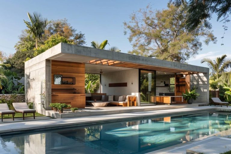 Construction d'un pool house en béton : design moderne et durable pour votre espace extérieur