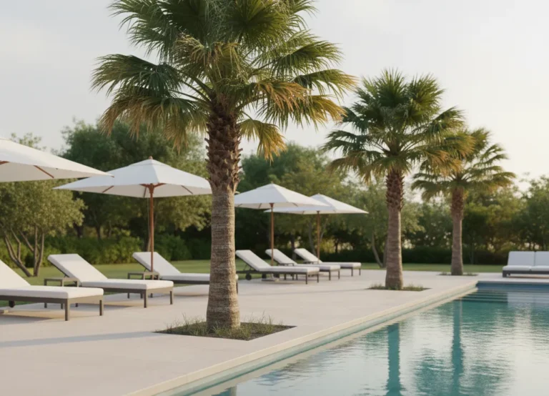 palmier autour piscine