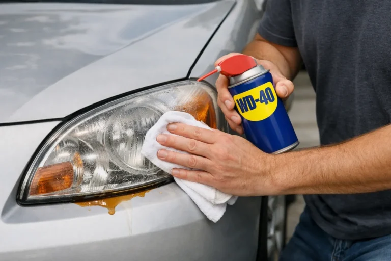 nettoyer les phares de voiture avec du wd40