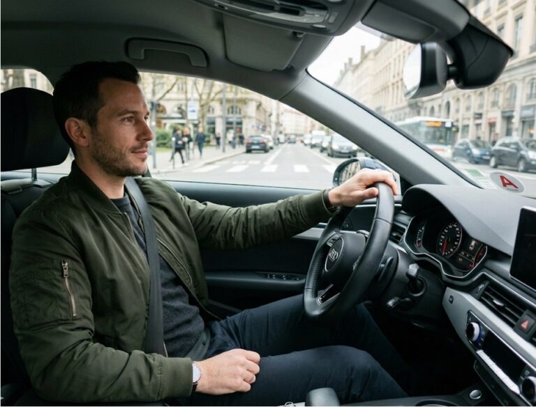 look d'homme moderne en voiture