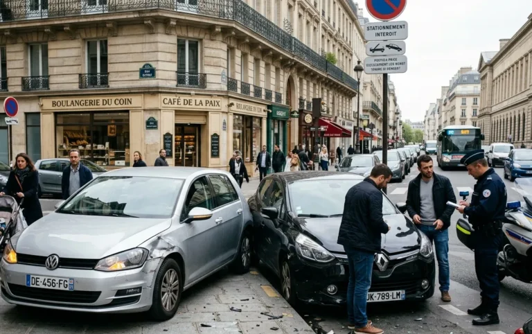 accident voiture garée trottoir